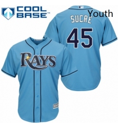 Youth Majestic Tampa Bay Rays 45 Jesus Sucre Replica Light Blue Alternate 2 Cool Base MLB Jersey 