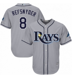 Youth Majestic Tampa Bay Rays 8 Rob Refsnyder Authentic Grey Road Cool Base MLB Jersey 