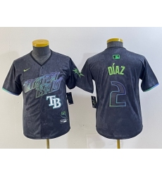 Youth Tampa Bay Rays 2 Yandy Diaz Charcoal 2024 City Connect Limited Stitched Baseball Jersey