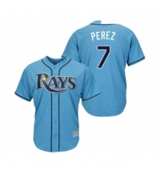 Youth Tampa Bay Rays 7 Michael Perez Replica Light Blue Alternate 2 Cool Base Baseball Jersey 