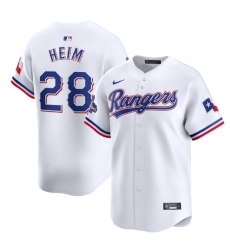 Men Texas Rangers 28 Jonah Heim White 2023 World Series Champions Stitched Baseball Jersey