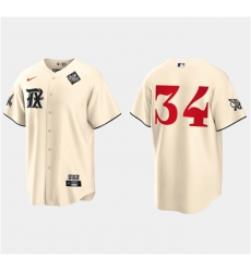 Men Texas Rangers 34 Nolan Ryan Cream 2023 World Series City Connect Stitched Baseball Jersey