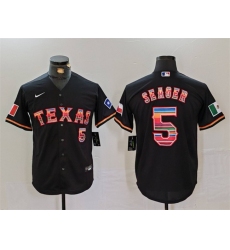 Men Texas Rangers 5 Corey Seager Black Mexico Cool Base Stitched Baseball Jersey