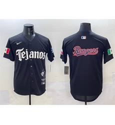 Men Texas Rangers Team Big Logo Black Mexico 2025 Vapor Premier Limited Stitched Baseball JerseyS