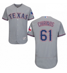 Mens Majestic Texas Rangers 61 Robinson Chirinos Grey Road Flex Base Authentic Collection MLB Jersey