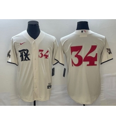 Men's Texas Rangers #34 Nolan Ryan Number Cream 2023 City Connect Stitched Baseball Jerseys