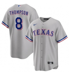 Men's Texas Rangers #8 Bubba Thompson Gray Cool Base Stitched Baseball Jersey