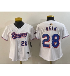 Women Texas Rangers 28 Jonah Heim White Gold Cool Base Stitched Baseball Jersey