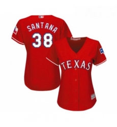 Womens Texas Rangers 38 Danny Santana Replica Red Alternate Cool Base Baseball Jersey 