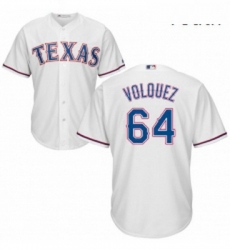 Youth Majestic Texas Rangers 64 Edinson Volquez Authentic White Home Cool Base MLB Jersey 