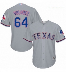 Youth Majestic Texas Rangers 64 Edinson Volquez Replica Grey Road Cool Base MLB Jersey 