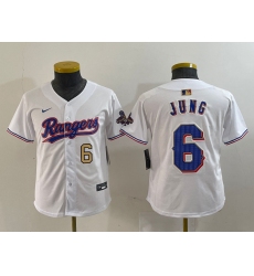 Youth Texas Rangers 6 Josh Jung White Gold Stitched Baseball Jersey 1