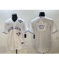 Men Toronto Blue Jays  26 Leafs White 2025 World Series With White Leafs Logo Cool Base Stitched Baseball Jersey