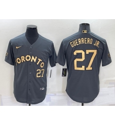 Men Toronto Blue Jays 27 Vladimir Guerrero Jr  2022 All Star Charcoal Cool Base Stitched Baseball Jersey