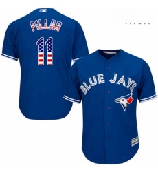 Mens Majestic Toronto Blue Jays 11 Kevin Pillar Replica Royal Blue USA Flag Fashion MLB Jersey