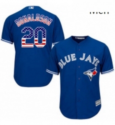 Mens Majestic Toronto Blue Jays 20 Josh Donaldson Authentic Royal Blue USA Flag Fashion MLB Jersey