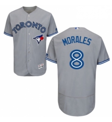 Mens Majestic Toronto Blue Jays 8 Kendrys Morales Grey Flexbase Authentic Collection MLB Jersey