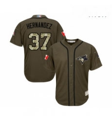 Mens Toronto Blue Jays 37 Teoscar Hernandez Authentic Green Salute to Service Baseball Jersey 