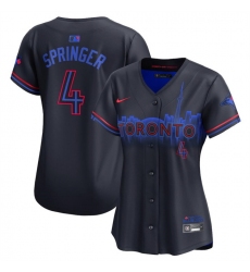 Women Toronto Blue Jays 4 George Springer Black 2024 City Connect Limited Stitched Baseball Jersey