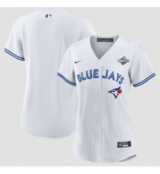 Women Toronto Blue Jays Blank White 2025 World Series Home Cool Base Stitched Baseball Jersey 