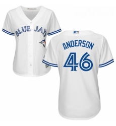 Womens Majestic Toronto Blue Jays 46 Brett Anderson Replica White Home MLB Jersey 