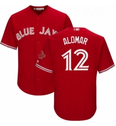 Youth Majestic Toronto Blue Jays 12 Roberto Alomar Authentic Scarlet Alternate MLB Jersey