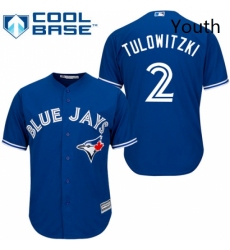 Youth Majestic Toronto Blue Jays 2 Troy Tulowitzki Authentic Blue Alternate MLB Jersey