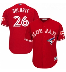 Youth Majestic Toronto Blue Jays 26 Yangervis Solarte Authentic Scarlet Alternate MLB Jersey 