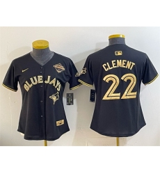 Youth Toronto Blue Jays 22 Ernie Clement Black Gold 2025 American League Champions Limited Stitched Baseball Jersey