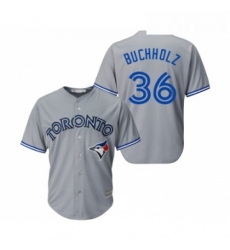 Youth Toronto Blue Jays 36 Clay Buchholz Authentic Grey Road Baseball Jersey 