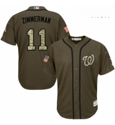 Mens Majestic Washington Nationals 11 Ryan Zimmerman Replica Green Salute to Service MLB Jersey