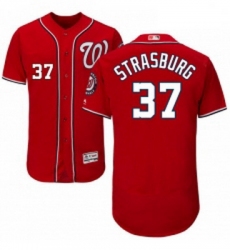 Mens Majestic Washington Nationals 37 Stephen Strasburg Red Alternate Flex Base Authentic Collection MLB Jersey