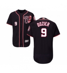 Mens Washington Nationals 9 Brian Dozier Navy Blue Alternate Flex Base Authentic Collection Baseball Jersey