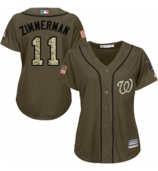 Womens Majestic Washington Nationals 11 Ryan Zimmerman Replica Green Salute to Service MLB Jersey