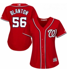 Womens Majestic Washington Nationals 56 Joe Blanton Authentic Red Alternate 1 Cool Base MLB Jersey