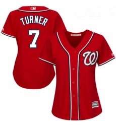 Womens Majestic Washington Nationals 7 Trea Turner Replica Red Alternate 1 Cool Base MLB Jersey