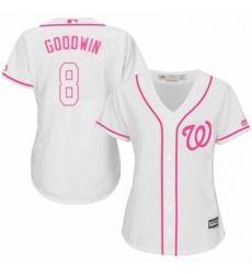 Womens Majestic Washington Nationals 8 Brian Goodwin Authentic White Fashion Cool Base MLB Jersey 