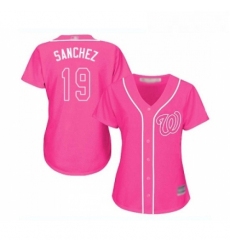 Womens Washington Nationals 19 Anibal Sanchez Replica Pink Fashion Cool Base Baseball Jersey 