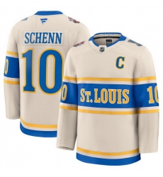 Men St  Louis Blues 10 Brayden Schenn Cream 2024 25 Winter Classic Stitched Hockey Jersey