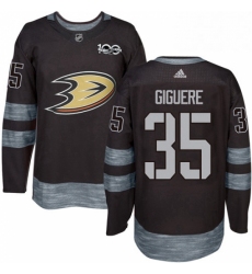 Mens Adidas Anaheim Ducks 35 Jean Sebastien Giguere Authentic Black 1917 2017 100th Anniversary NHL Jersey 