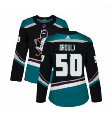 Womens Adidas Anaheim Ducks 50 Benoit Olivier Groulx Premier Black Teal Alternate NHL Jersey 