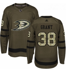 Youth Adidas Anaheim Ducks 38 Derek Grant Premier Green Salute to Service NHL Jersey 