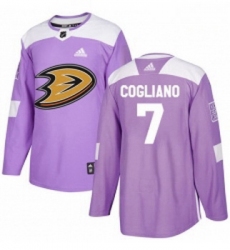 Youth Adidas Anaheim Ducks 7 Andrew Cogliano Authentic Purple Fights Cancer Practice NHL Jersey 