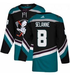 Youth Adidas Anaheim Ducks 8 Teemu Selanne Authentic Black Teal Third NHL Jersey 