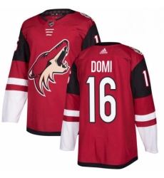 Mens Adidas Arizona Coyotes 16 Max Domi Premier Burgundy Red Home NHL Jersey 