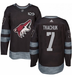 Mens Adidas Arizona Coyotes 7 Keith Tkachuk Authentic Black 1917 2017 100th Anniversary NHL Jersey 