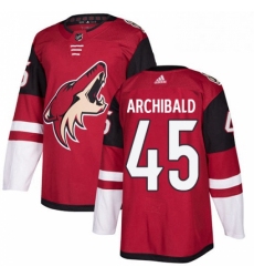 Youth Adidas Arizona Coyotes 45 Josh Archibald Authentic Burgundy Red Home NHL Jerse