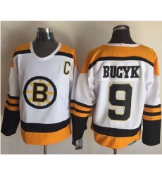 Bruins #9 Johnny Bucyk YellowWhite CCM Throwback Stitched NHL Jersey