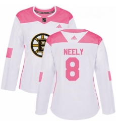 Womens Adidas Boston Bruins 8 Cam Neely Authentic WhitePink Fashion NHL Jersey 