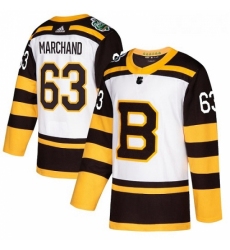 Youth Adidas Boston Bruins 63 Brad Marchand Authentic White 2019 Winter Classic NHL Jersey 